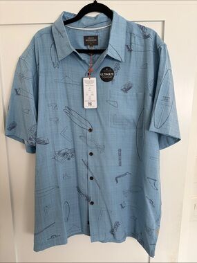 Quiksilver Waterman Light Blue Short-Sleeve Button-Up Shirt